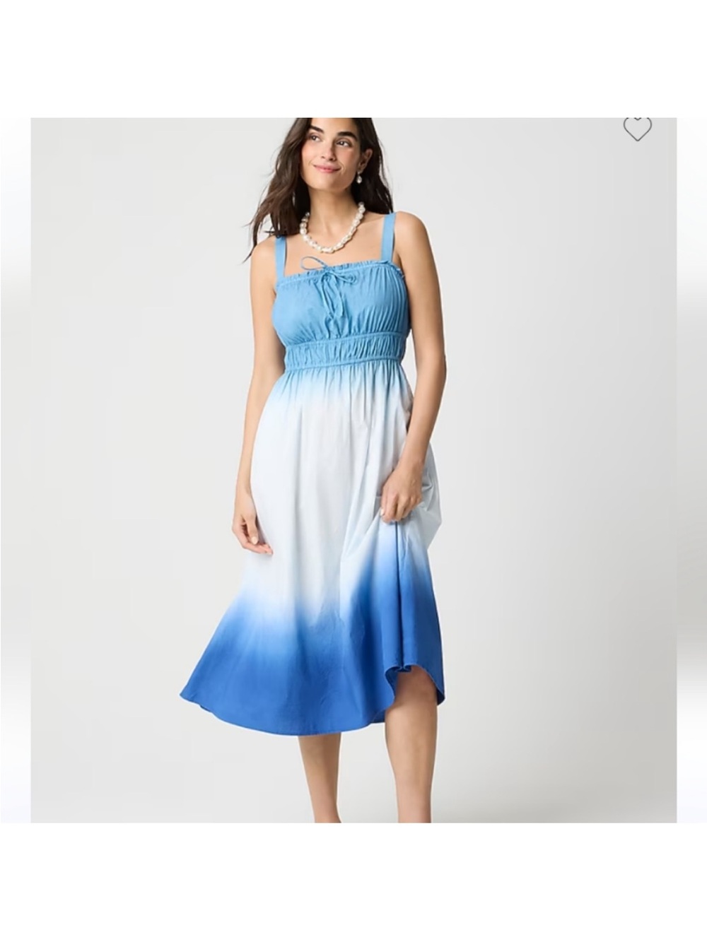 J. Crew Factory Women’s Ombre Midi Dress Blue & White with Pockets Small $128
